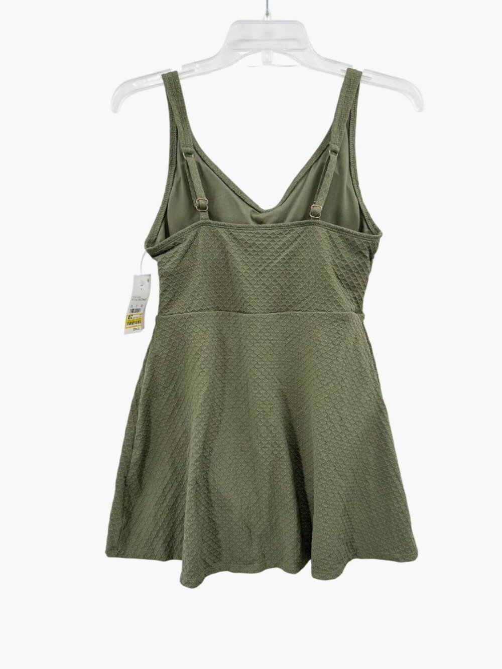 NEW Lands’ End V-Neck Textured Shirred One Piece Swimdress - Green - Size Small - Picture 4 of 10